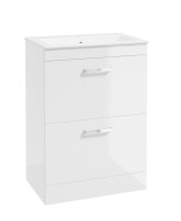 CORTA FLOORSTANDING 60CM TWO DRAWER UNIT GLOSS WHITE-CHROME HANDLES