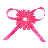 Satin Daisy/Diamante Bows Fuchsia Dia 4cm - Pack of 12