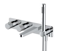 RAK-AMALFI HORIZONTAL DUAL OUTLET THERMOSTATIC CONCEALED SHOWER VALVE WITH HANDSET AND BATH SPOUT IN CHROME