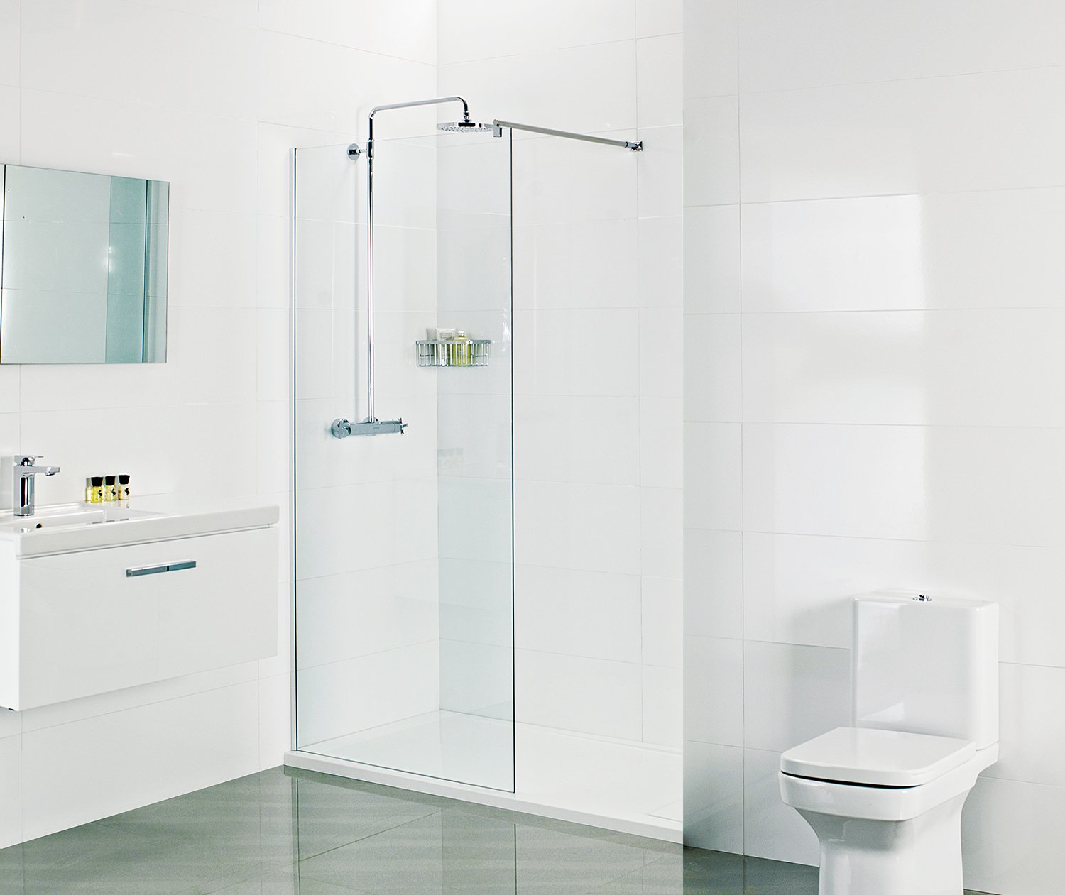 Tucker French 1400mm Corner Wet Room Panel - 10mm (Actual Width 1350mm)