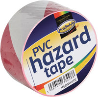 SAFTRW2"" PVC S/ADHESIVE HAZARD TAPE RED/WHITE 50MM X 33M