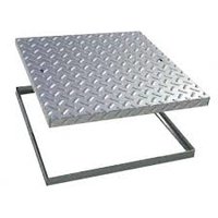 Manhole Cover & Frame Galvanised 600x600mm 20ton Checker Plate