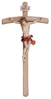 Hand Carved Wood Cross & Corpus/Red/27 Inch  (11022)