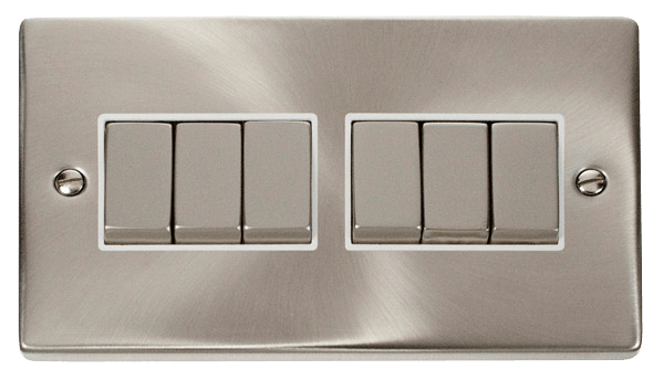 Click Deco 6G 2W Switch Satin Chrome White Insert VPSC416WH
