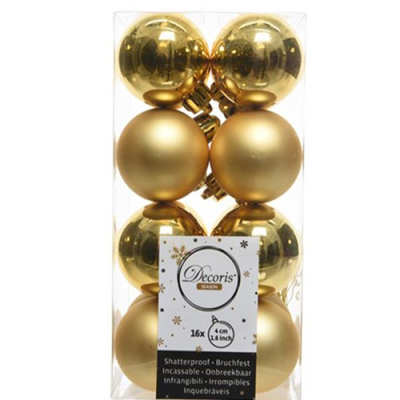 Decoris Light Gold Shatterproof Baubles - Pack of 16