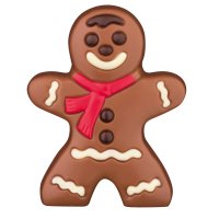 Decorated milk choc gingerbread person in gift bag - 10 x 60g