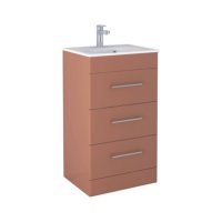 Tucker French 500mm Floor Standing Three Drawer Basin Unit Matt Terracotta