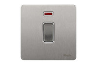 Schneider Ultimate Screwless 1 Gang Double Pole Switch + Neon Stainless Steel white|LV0701.0938