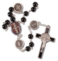 Plastic Rosary/Black/St.Benedict/8 mm Bead   (L/62191)