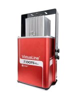 Laserglow VirtuaLine DOTS Projector projecting red dotted warning line under overhead crane