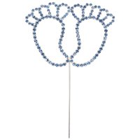 Diamanté Baby/Feet On Stem Blue - 75 x 55mm
