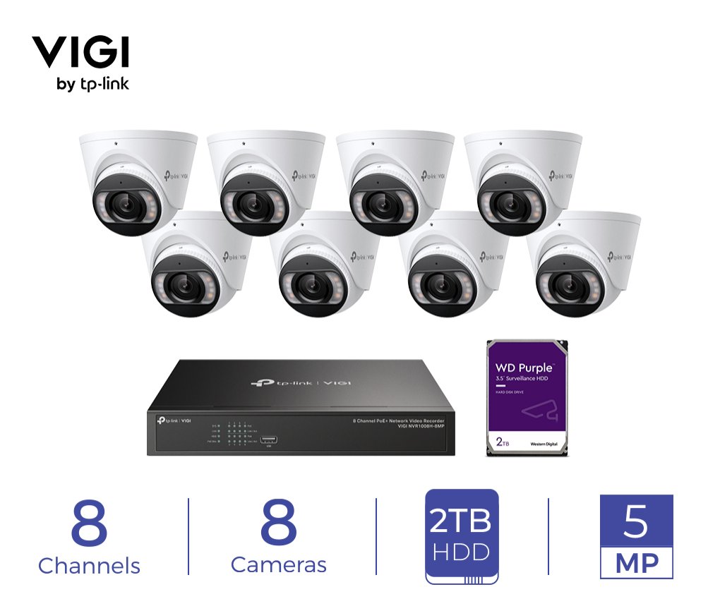 VIGI NVR and turret cameras in the ICP-VIGI-KIT-004-A security package