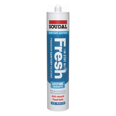Soudal Stay Fresh Acetoxy Sanitary Anti-Mould Silicone Sealant Ice White 290ml