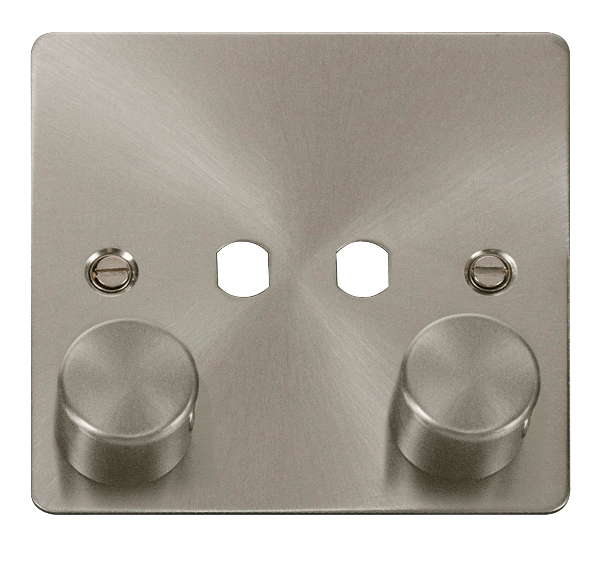 Click Define 2G Dimmer Plate C/w Knobs Brushed Steel FPBS152PL