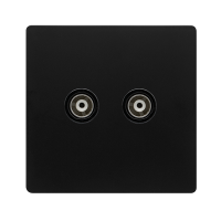 TWIN ISOLATED COAXIAL OUTLET - MATT BLACK COVER PLATE - BLACK INSERT