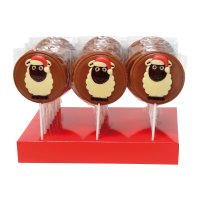 Hand decorated milk chocolate Christmas sheep lollies 24x55g