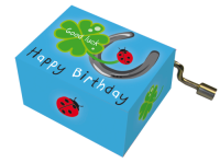 Music box, Happy Birthday, horseshoe, clover