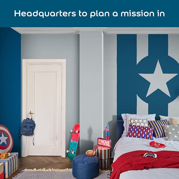 Kids Bedroom painted in Dulux Easycare Avengers Super Hero Blue