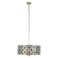 IRIS 5LT PENDANT BLACK METAL CRYSTAL AND BRASS
