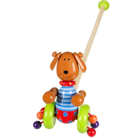 wooden push along dog