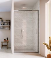 FLAIR ILI SLIDER DOOR 1600MM SILVER WITH CLEAR GLASS