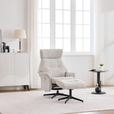 Ria Swivel Recliner with Footstool &ndash; Beige  
