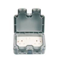GREY IP66 13A 2 GANG OUTDOOR SOCKET