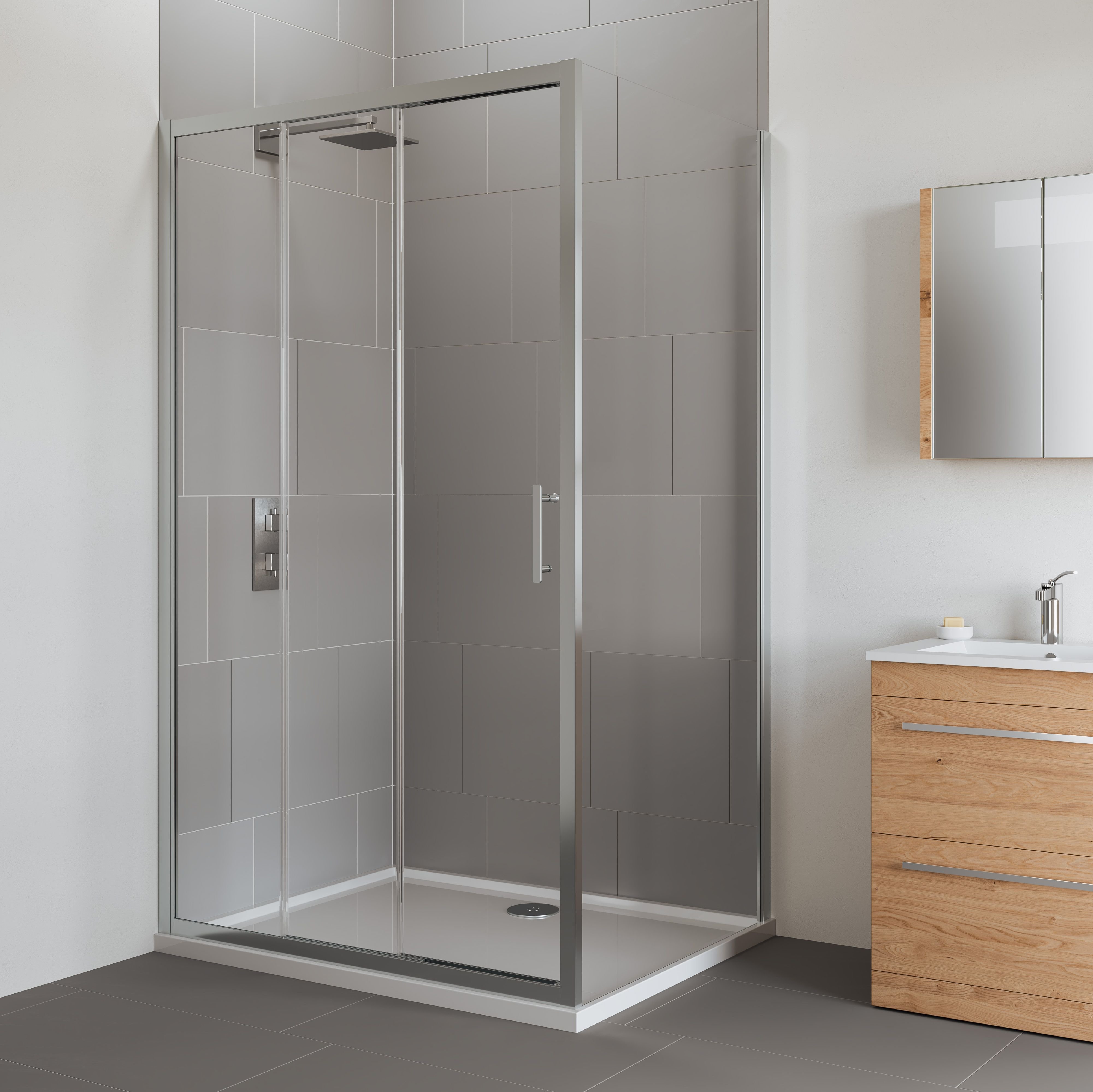 VERVE 3 PANEL SLIDER 1100MM SILVER