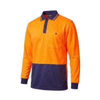 Esko L/S D/O Microfibre Polo, Orange/Navy