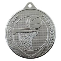 50mm Silver Basketball Medal