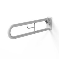 Nymas 800mm White Lift and Lock Steel Hinged Support Rail with Toilet Roll Holder DDGR-B/WH