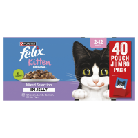 Felix Cat Pouch Original Kitten Mixed Selection in Jelly 85g 40pk x 1