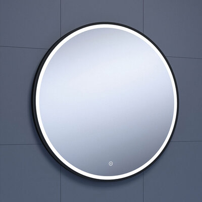 Fuse Frame Black Round 700mm x 700mm LED Mirror