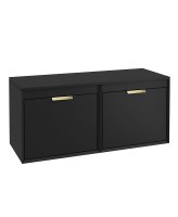 FJORD 120CM FOUR DRAWER MATT BLACK COUNTERTOP VANITY UNIT - BRUSHED GOLD HANDLES