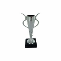 20cm Silver Plastic Cup on Black Marble