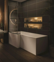 Tucker French Clapham 1700 x 850mm L-Shaped Shower Bath (Left Handed Bath) with Front Panel and Screen