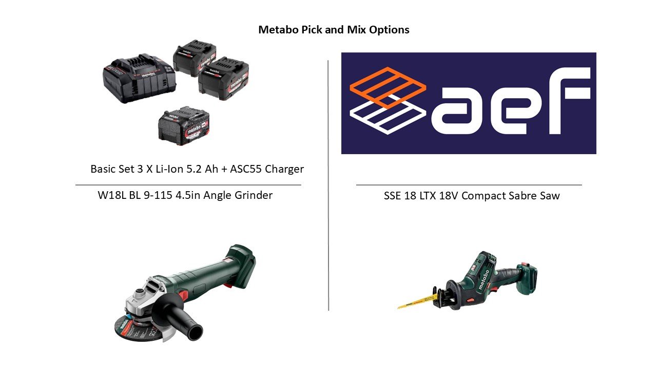 Metabo Pick and Mix, W18LBL9-115+ SSE18LTX18V 520156