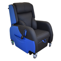 The Tempo Porta Rise Recline Chair is black and blue.