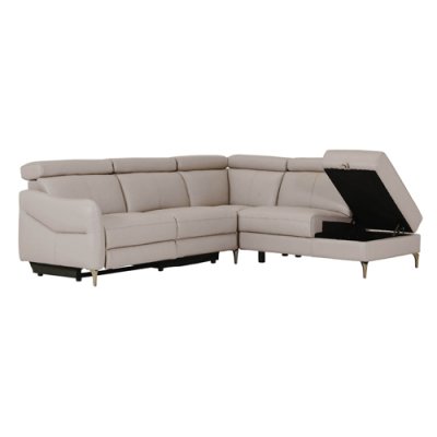 Mico Leather Corner Group Recliner Sofa (RHF) - Stone  1