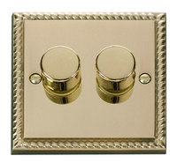 Click Deco Georgian Cast Brass 2 Gang 2 Way Dimmer | LV0101.0059