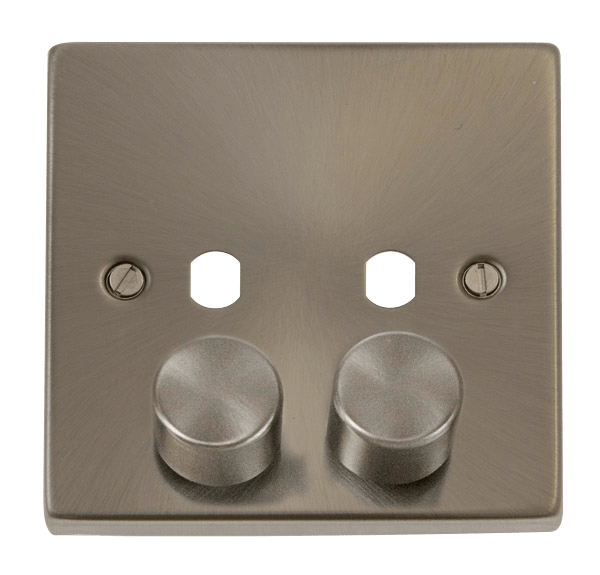 Click Deco 2G Dimmer Plate C/w Knobs Satin Chrome VPSC152PL