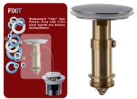 Replacement &ldquo;Flush&rdquo; Type Popper Plugwith Click Clack Spindle and Silicone Sealing Washer