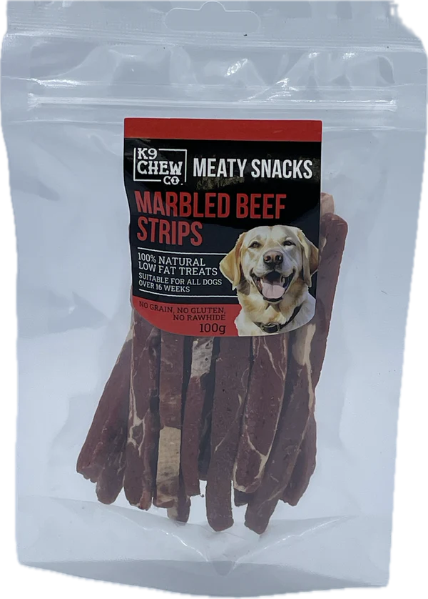 K9 Chew Co. Meaty Snacks Marbled Beef Strips 100g x 1