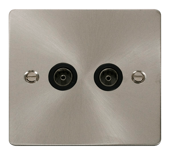 Click Define 2G TV Socket Brushed Steel Black Insert FPBS066BK