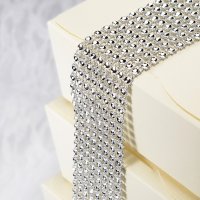 Plastic Diamante Effect 8 Rows Band Silver - 1.5m