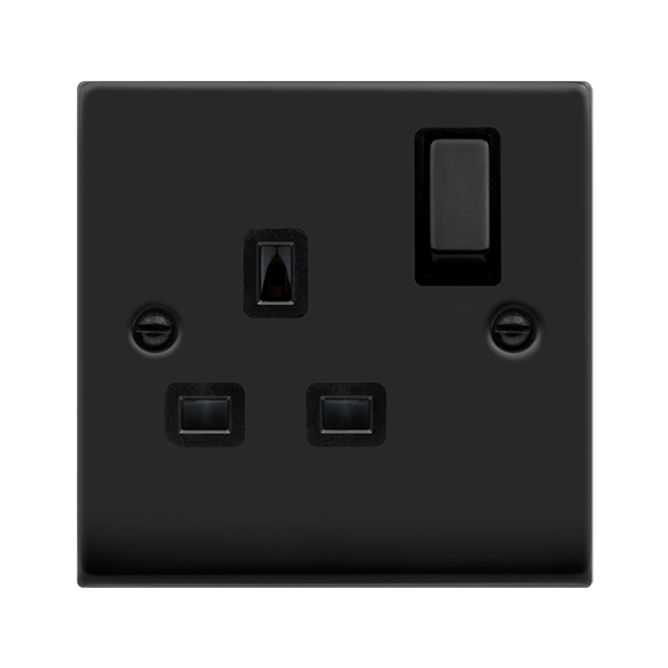 Click Deco 1G Switched Socket Matt Black Black Insert VPMB1535BK