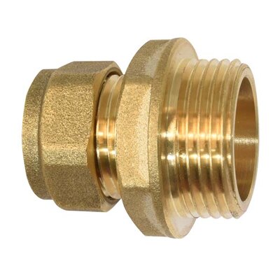 15MM x 1/2in Compact Mi Brass Compression Coupler - Heavy Pattern