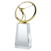 25cm Gold Metal & Glass Golf Award