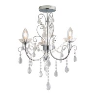 3 LIGHT SEMI-FLUSH IN POLISHED CHROME WITH CLEAR CRYSAL GLASS DE