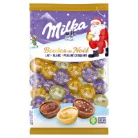 Milka Christmas baubles in bag - milk white and crispy praline 30x350g